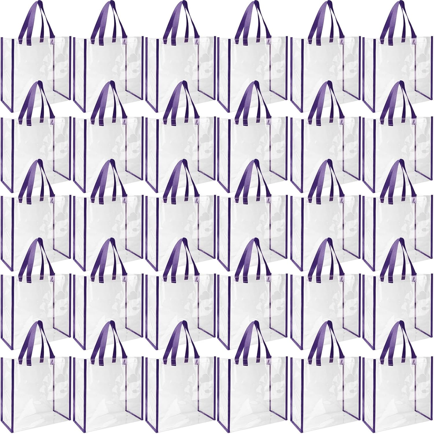 Eccliy 30 Pack 12x12x6 Inch Clear Tote Bag Stadium Approved Bulk Plastic Beach Tote Gift Bag with Handle for Gym Sports | 30 Pack, 12x12x6 Inch, Stadium Approved, Bulk, Tote Gift Bag, with Handle
