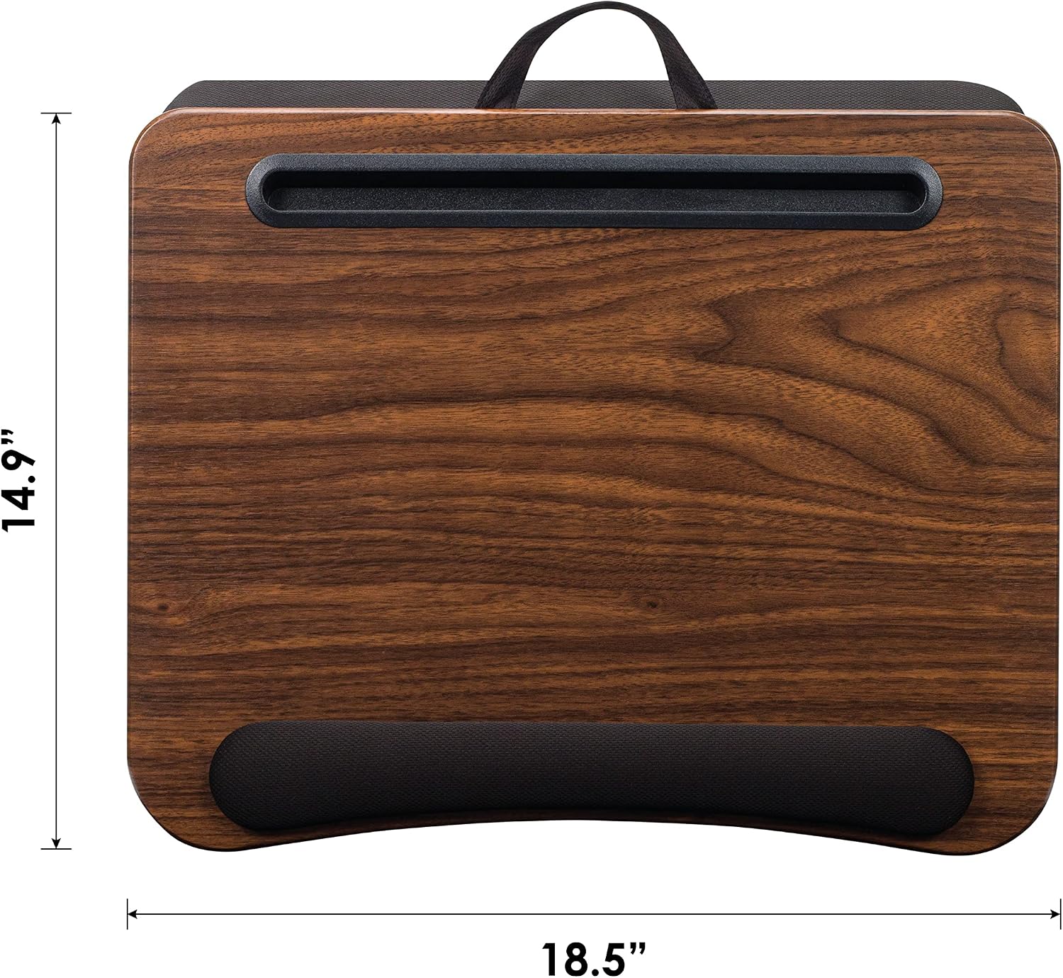 LapGear Memory Foam Lap Desk with Wrist Rest and Phone Holder - Large - Espresso Woodgrain - Fits up to 17.3 Inch Laptops and Most Tablets - Style No. 91375
