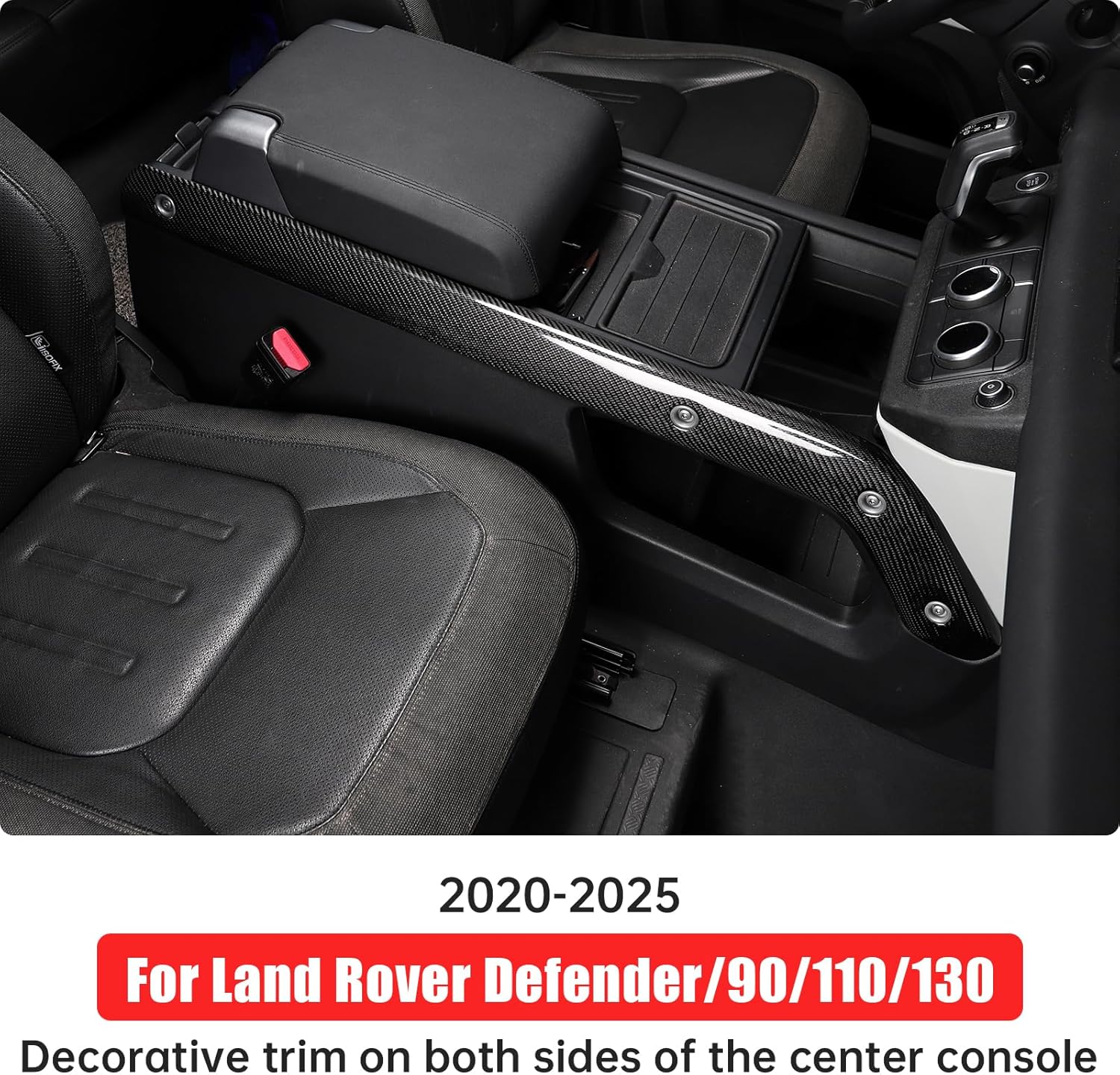 Console Trim Frame for 2020-2024 Land Rover Defender 90/110/130 Interior Carbon Fiber Pattern Upgrade Scratch-Resistant Protective Cover for Center Console Side Trim Modification Accessories