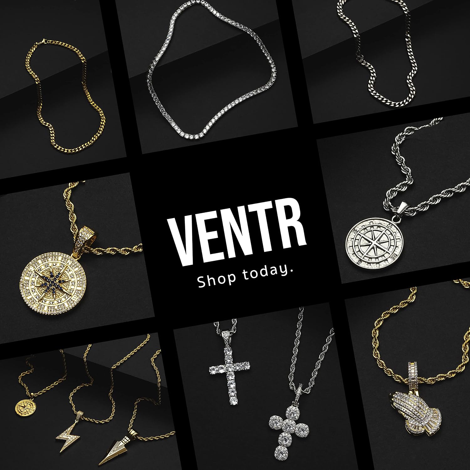 Buy VENTR 12MM Cluster Tennis Chain 