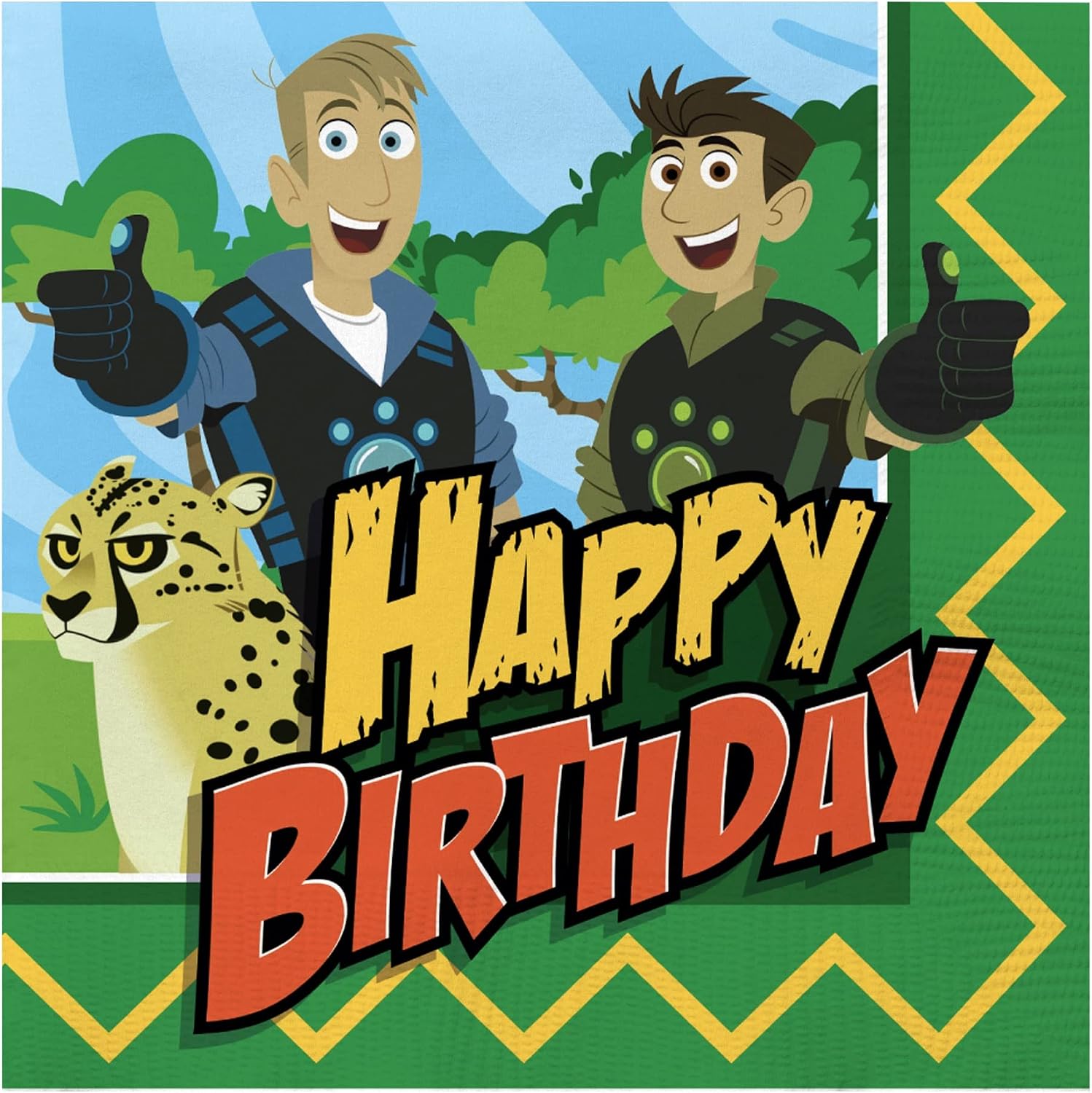 Treasures Gifted Officially Licensed Wild Kratts Birthday Party Supplies - Pack of 32 Napkins - Wild Kratts Party Supplies - Birthday Decorations - 6.5in x 6.5in Paper Napkins