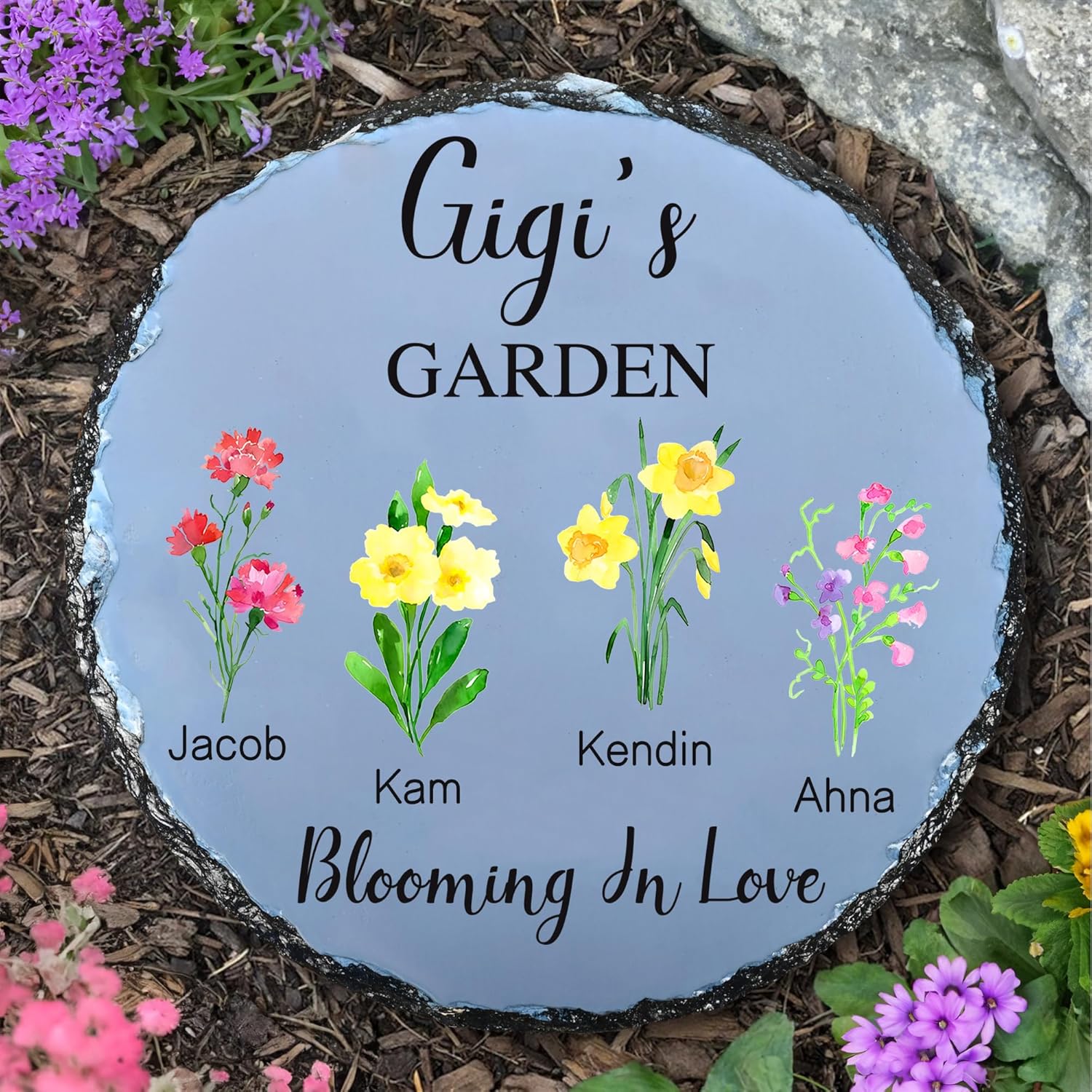 Personalized Garden Stones, Personalized Gifts for Gigi, Mothers Day Personalized Gifts, Birth Flower Gifts for Women, Mom Gifts, Grandma Gifts for Birthday, Christmas