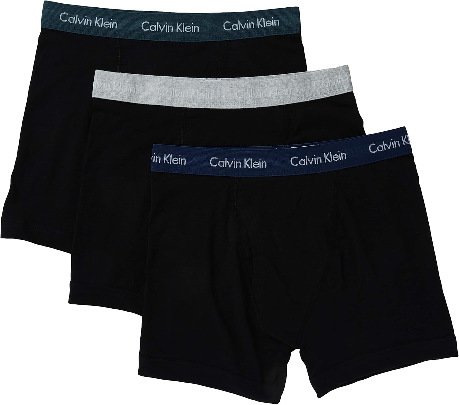 Calvin Klein Men's Cotton Stretch Multi-Pack Boxer Briefs 3 Black Bodies W/ Twilight, Light Grey Heather, Sharp Blue Wb Medium