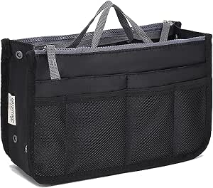 Organisateur De Sac à Main En Nylon Avec 13 Compartiments - Poches Intérieures, Trousseau De Clés, Dimensions 30.5x22x12 Cm