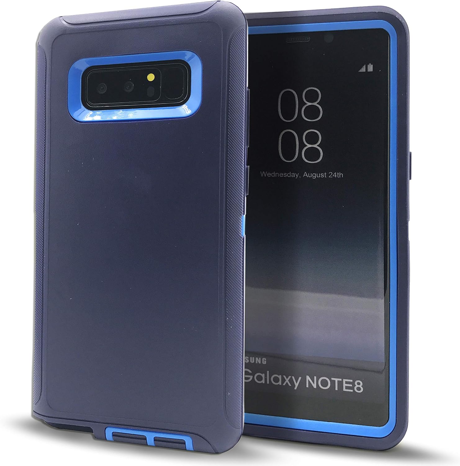 Samsung Galaxy Note 8 Phone Case,Note 8 Cases with Belt Clip Holster,Vodico Defender Heavy Duty Military Grade Shockproof High Impact Resistant Silicone Cover+Hard Bumper with Kickstand (Navy Blue)