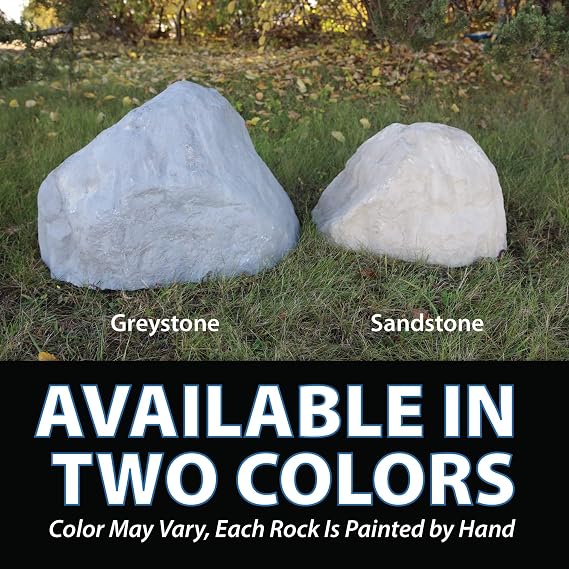 Airmax CrystalClear TrueRock Outdoor Faux Rock Cover, Artificial Landscape Boulder Enclosure, Fake Decorative Landscaping Fiberglass Protection Dome, Realistic Natural Texture, Sand Stone, Medium Size
