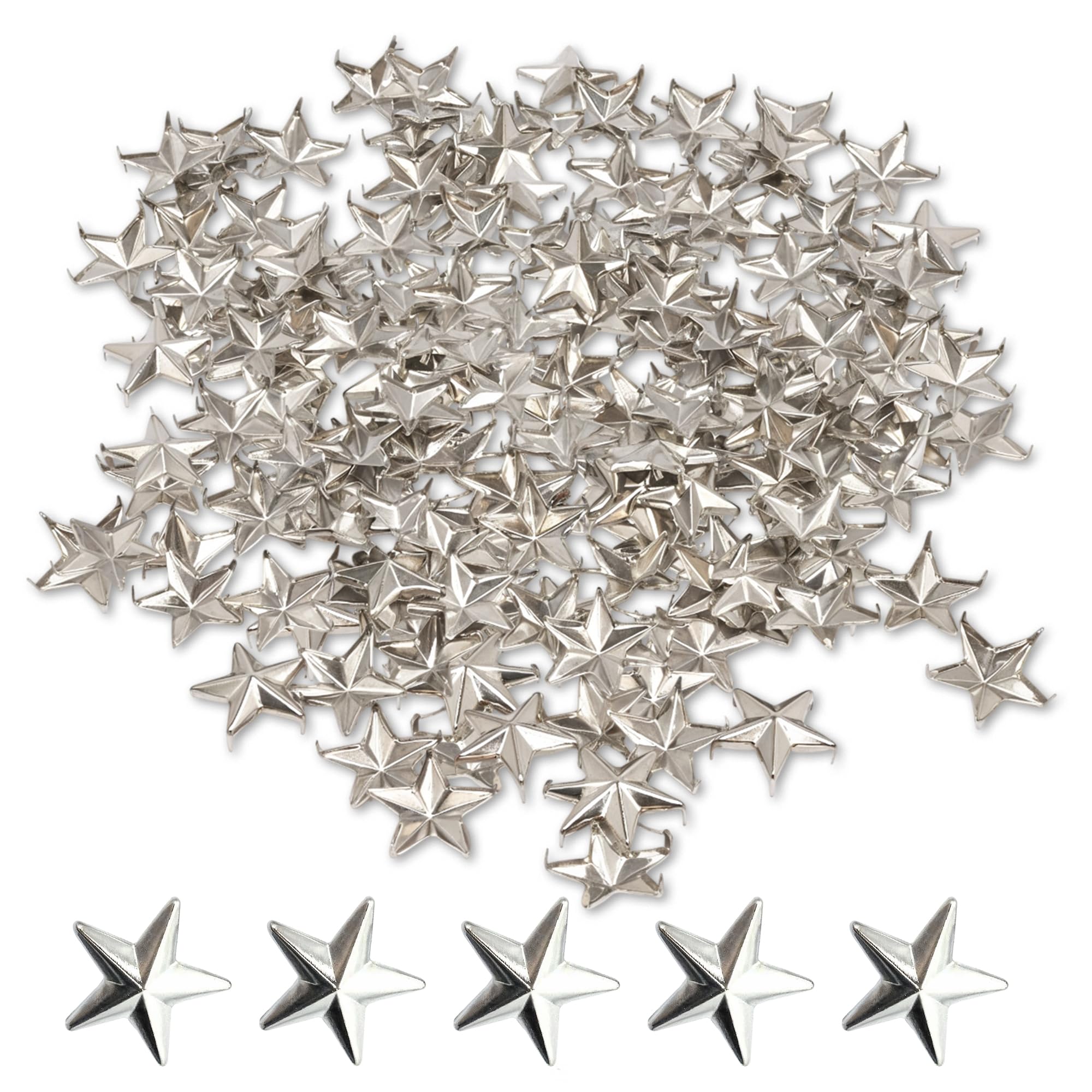 WedDecor 50 x 15mm Star Nail Head Punk Studs Silver Hand Pressed DIY Leathercraft Goth Spikes Decorative Star Shaped Studs