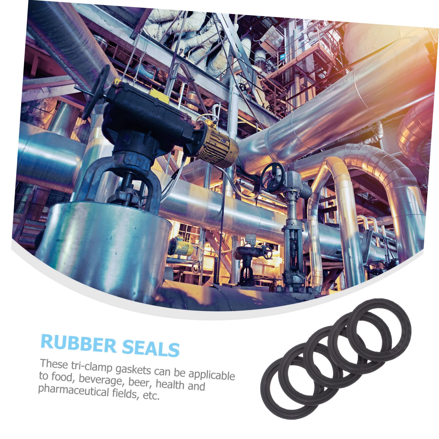 NAMOARLY 2 Inch 5pcs Rubber Seals - Clamp Seal Ring High Chemical Resistance Gasket Sealer Kit