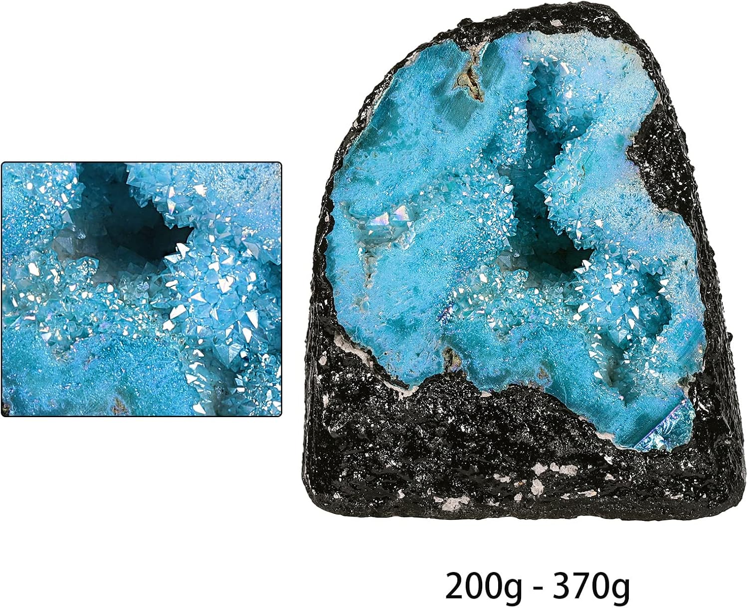 mookaitedecor Titanium Coated Quartz Blue Crystal Geode Ornament for Home Office Party Decor Natural Reiki Healing Crystal Stone Specimen Irregular Blue Crystal Gift Rocks and Minerals Blue Room Decor - Image 3