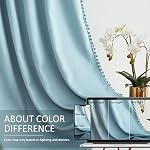 Pom-Pom Blue Curtains Living Room 84 inches Energy Efficient Thermal Insulated Room Darkening Curtain Panels for Bedroom Window Draperies Nursery Room Children 52" w x2 Panels Rod Pocket