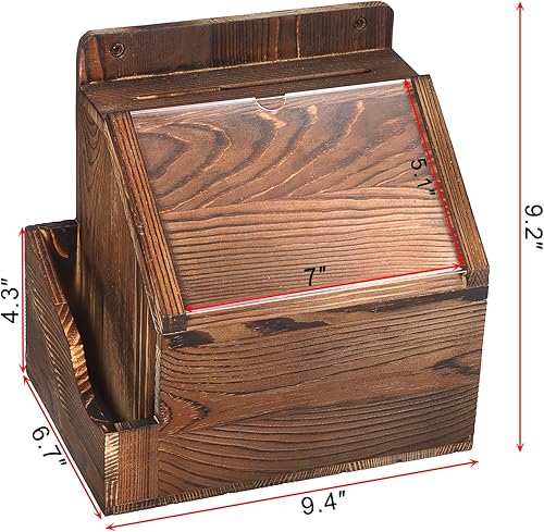 Vista 26 de BTSKY Caja de sugerencias de acrílico con candado, caja de donación acrílica montada en la pared con ranura para letrero de 5 x 7 pulgadas, urnas