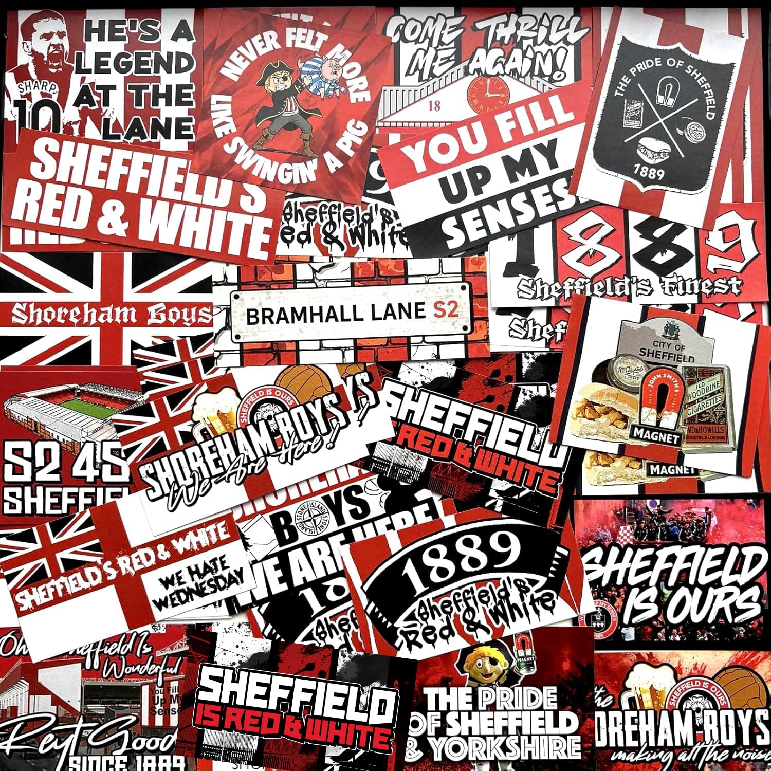 100 x Stickers for Sheffield Utd Fans - Inspired by United SUFC Ultras Blades Scarf Flags Banners