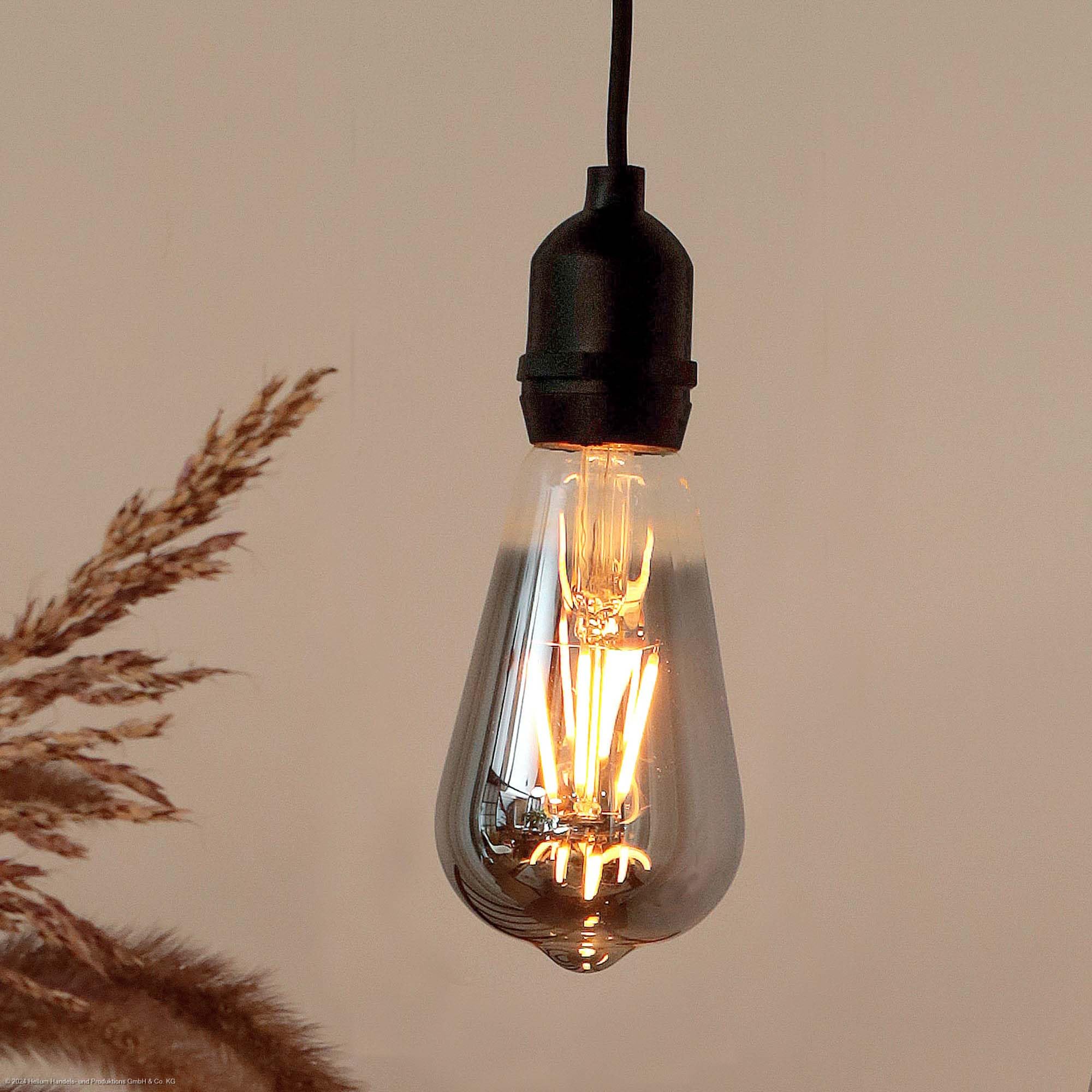 Hellum Hanging lamp with Battery and Remote Control Outdoor, ST64 Ø 6,4 x 13,8cm, Smoky Bulb with Battery, dimmable Retro Hanging lamp Battery, Hanging lamp Outdoor Battery 150421 — image 1