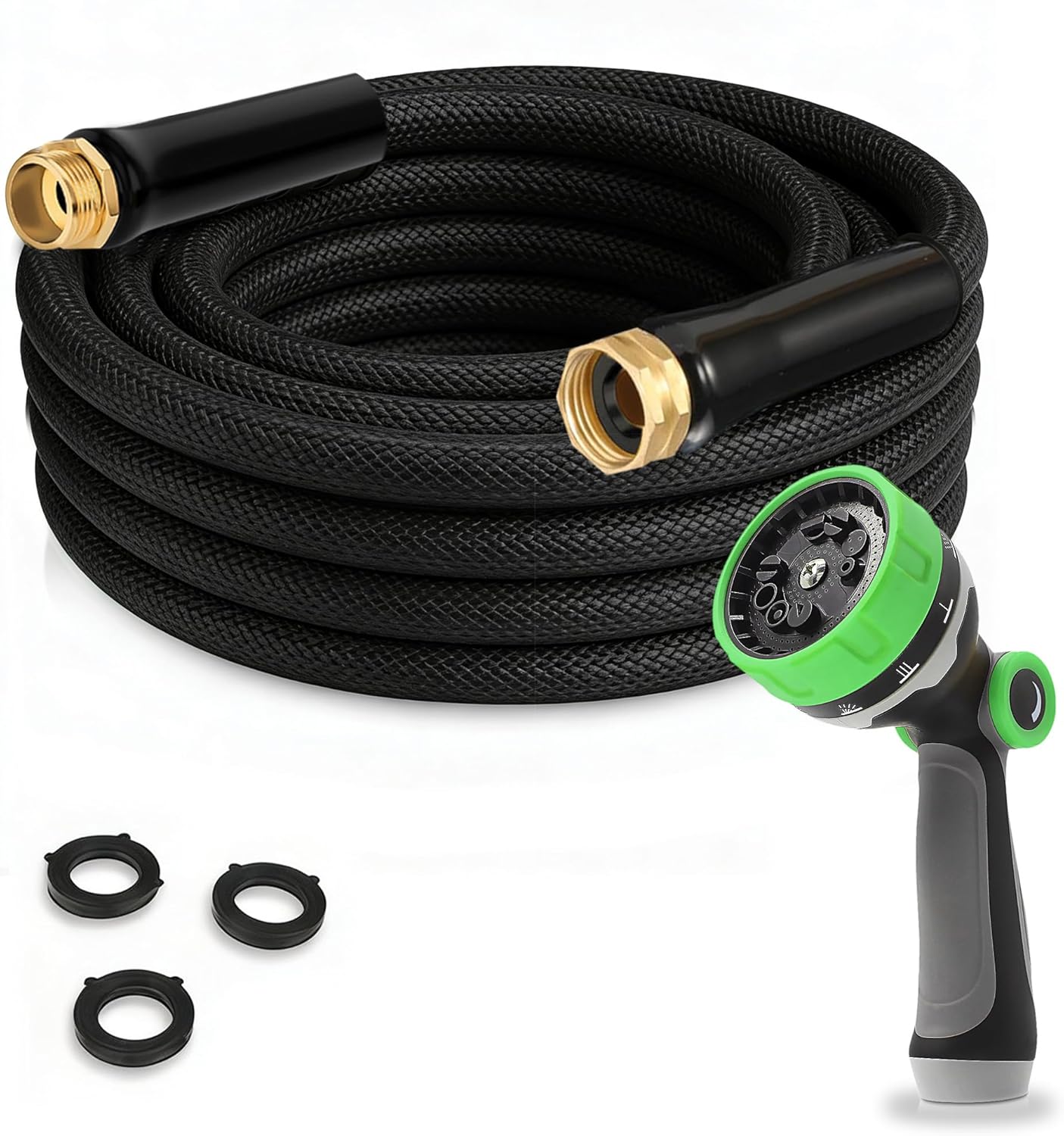 Flexible Garden Hose 25FT， High Output Water Hose, Lightweight， Abrasion Resistant Outdoor Hose with Leak-Proof Brass Fittings for RV, Camping, and Irrigation