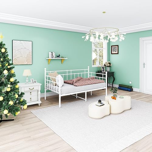 Miniatura 9 de HOMERECOMMEND - Marco metálico para sofá cama con base de plataforma en láminas de acero, base de repuesto para sofá cama infantil en sala y