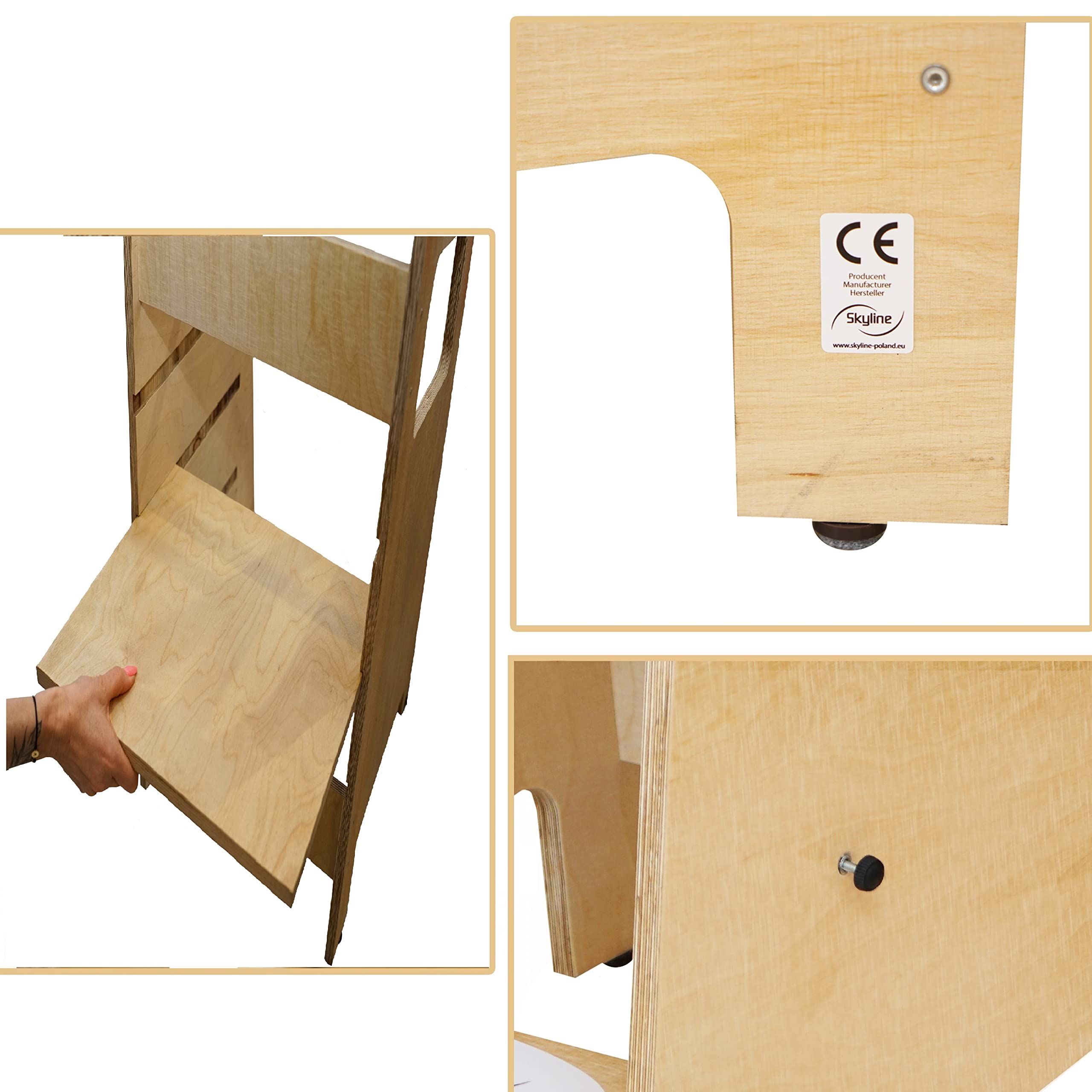 Skyline Torre de aprendizaje de madera para niños I Silla de aprendizaje Montessori I Ayudante de cocina con altura ajustable y riel de seguridad I Torre de aprendizaje Cocina Muebles infantiles I Más