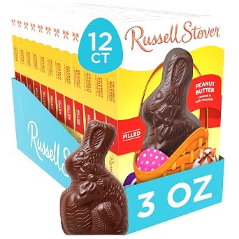 Russell Stover Peanut Butter Milk Chocolate Easter Bunny Candy, 3 Oz, 12 Count