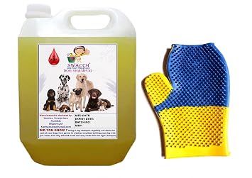 Conditioning Shampoo for Dogs 10 Litre Lemon I Soft & Shine Hair + Grooming Gloves for Bath & Shedding I Rubber Massage Brush for Dogs