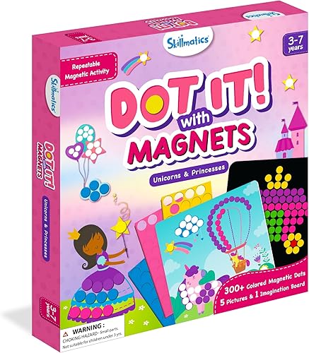 Miniatura 8 de Skillmatics Actividad artística - Dot It con imanes, unicornios y princesas, arte repetible sin desorden para niños, kits de manualidades, actividad