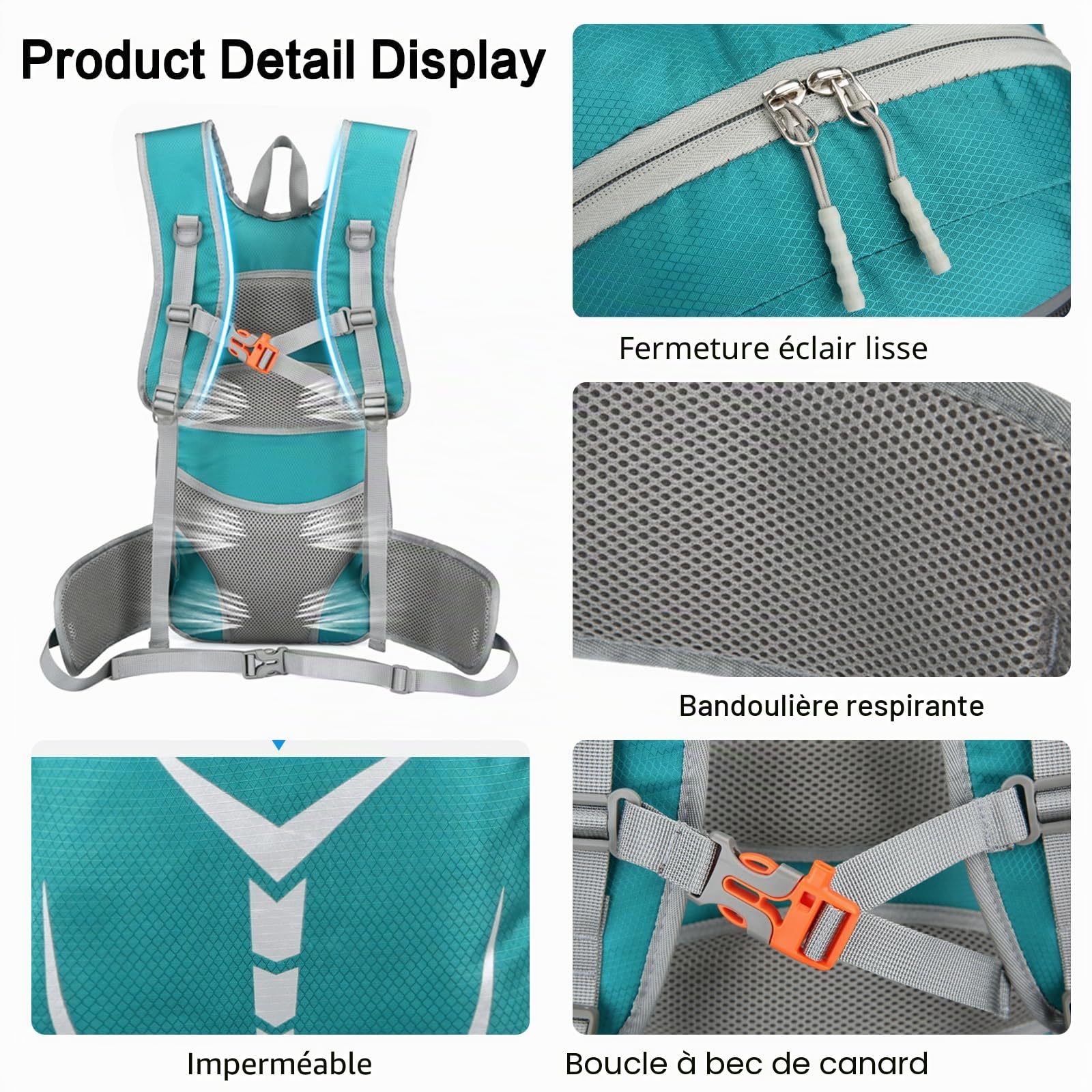 Sac à Dos Randonnée Imperméable Sac à Dos 20L Léger Hiking Backpack pour Femme Homme Trekking Cyclisme Escalade Sport Vert