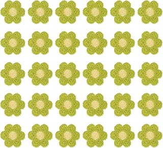 sourcing map 30 parches de flores para coser, 35 x 35 mm, parches de punto bordados, parches de transferencia para ropa, decoración de bricolaje, color verde