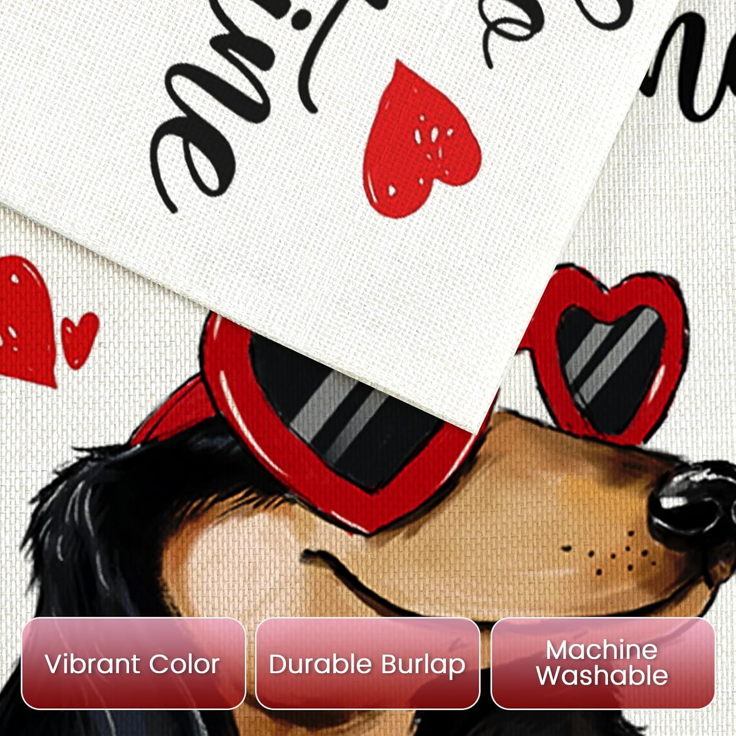 Hello Valentines Garden Flags 12x18 Inch Double Sided, Dachshund Dog with Love Sunglass Heart Small Seasonal Decoration for Holiday Anniversary Wedding Yard Outside Outdoor - Image 8