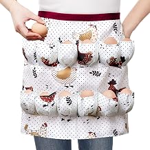 Syhood Egg Collecting Apron for Fresh Eggs - 12 Deep Pocket Holder for Chicken, Duck, Goose Gathering