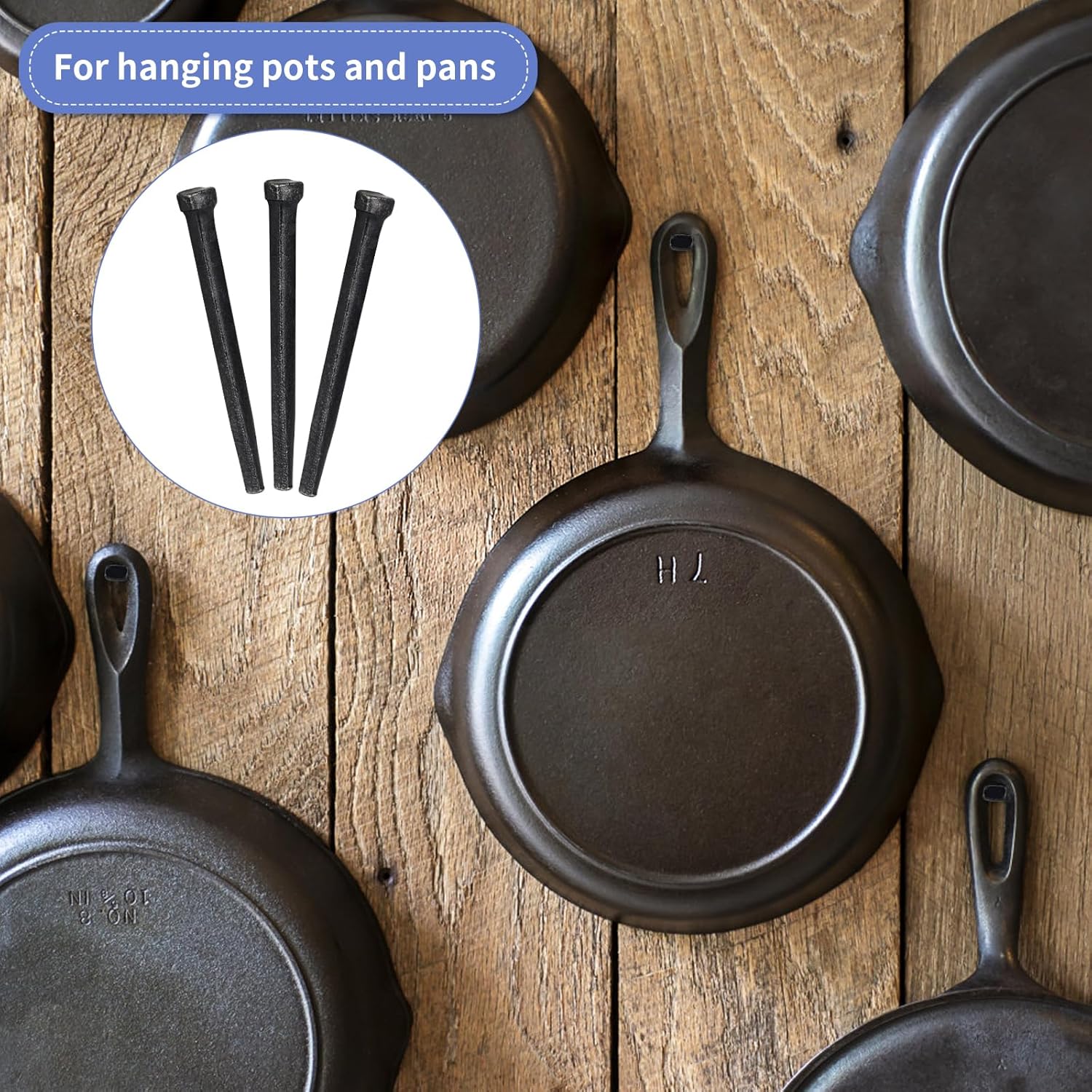 MOLIGOU 20 Pcs Wrought Head Nails, 2.5" Vintage Square Head Nails, Hand Forged Nail for Woodwork Project, Hanging Decoration