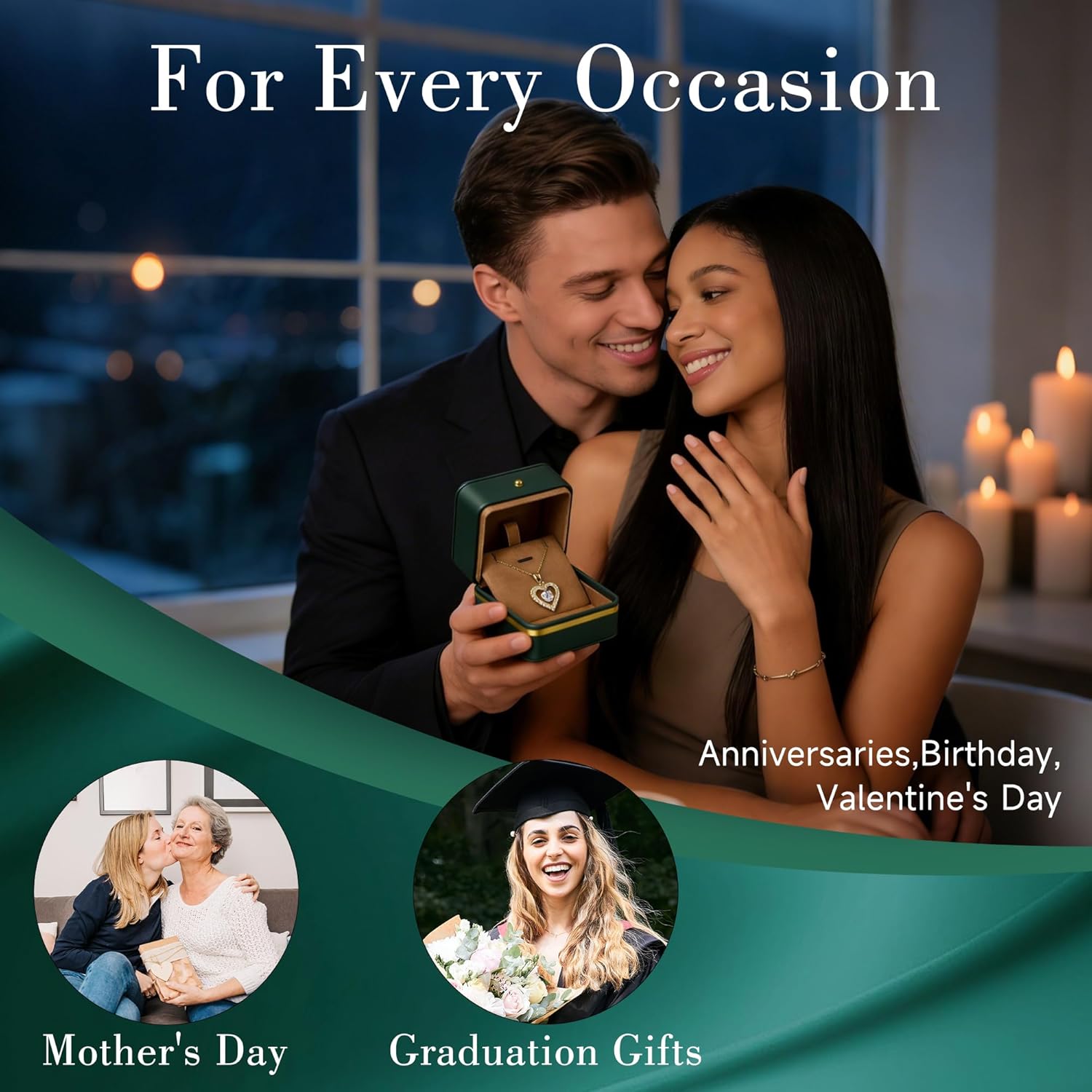 Heart Pendant Necklace for Women: Luxury Gift for Wife Girlfriend Mom/Her - 3ct D Color Moissanite - Gold Jewelry with Gift Box- Hypoallergenic & Adjustable Chain - Daily & Special Occasion Wear - Image 6