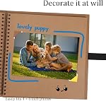 Scrapbook Album with 60 Pages Thick Kraft Paper, 8×8in Brown DIY Photo Book, Small Memory Book with Photo Corners for Baby Family Lovers Pets