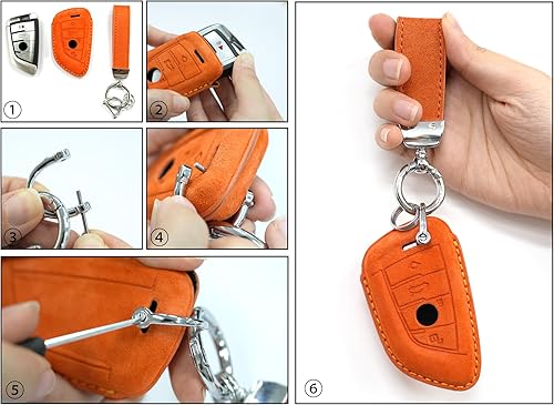 Miniatura 14 de SANRILY Suede Leather Key Fob Cover for Land Range Rover Discovery Rover Sport 2018 2019 and Jaguar XF 2021 Keyless Full Protection Smart Key Fob