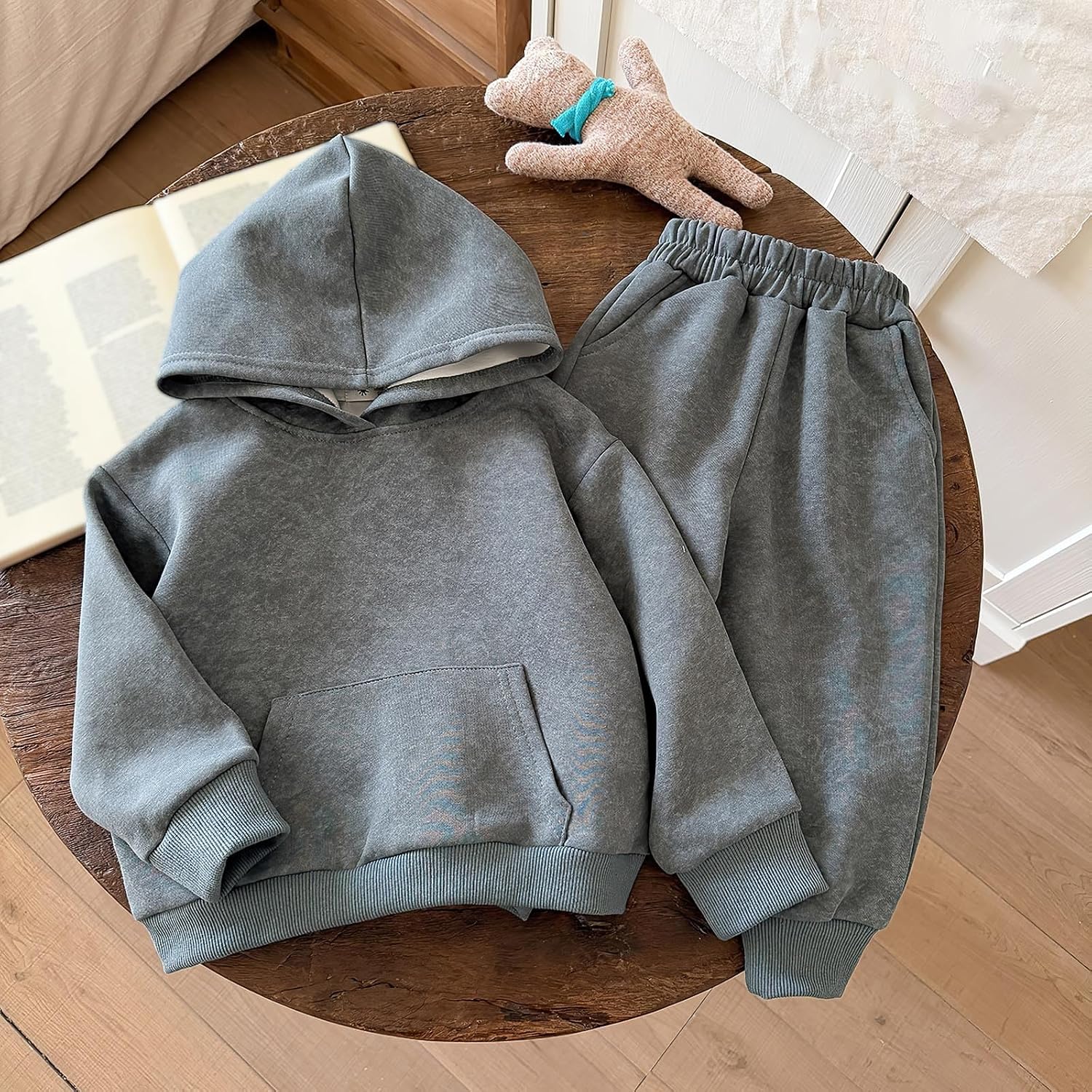 Kids Girls 2 Piece Tracksuit Hooded & Joggers Pants Cozy Clothing Set