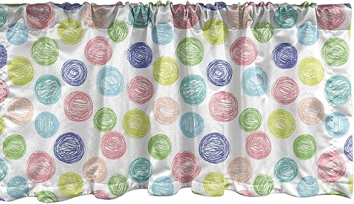 Miniatura 35 de Lunarable Cenefa de ventana azul pálido, diseño de conchas de vida submarina grunge, estrellas de mar, arte marítimo incompleto, cenefa de cortina