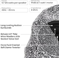 Vista 9 de (Juego de 4) nuevas bocinas de rock para patio o jardín impermeables color granito para exteriores