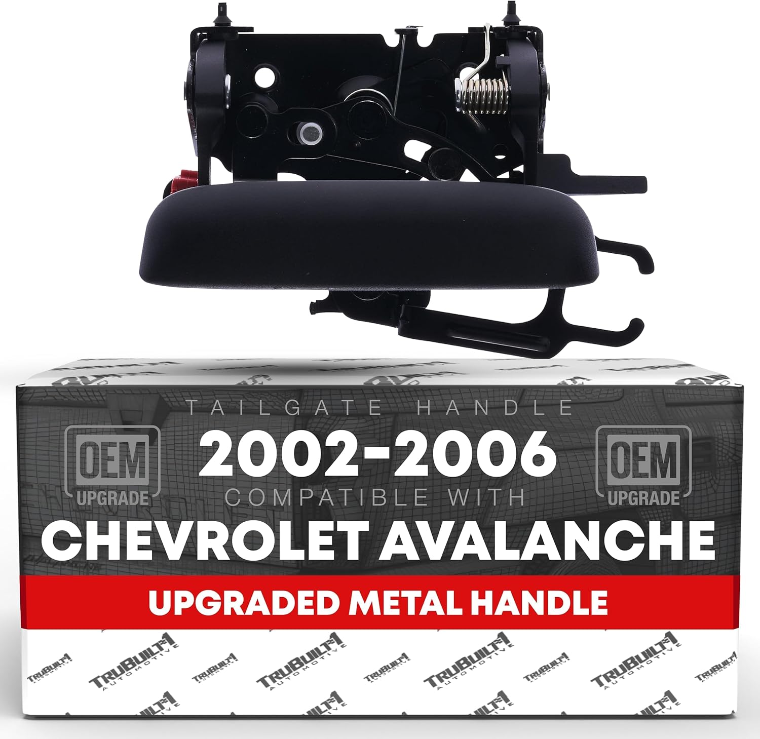 T1A Tailgate Handle Assembly, Upgraded Metal - Compatible with 2002-2006 Chevrolet Avalanche 1500, 02-06 Avalanche 2500 - Textured Black - OEM 15086873, 79602, GM1915115