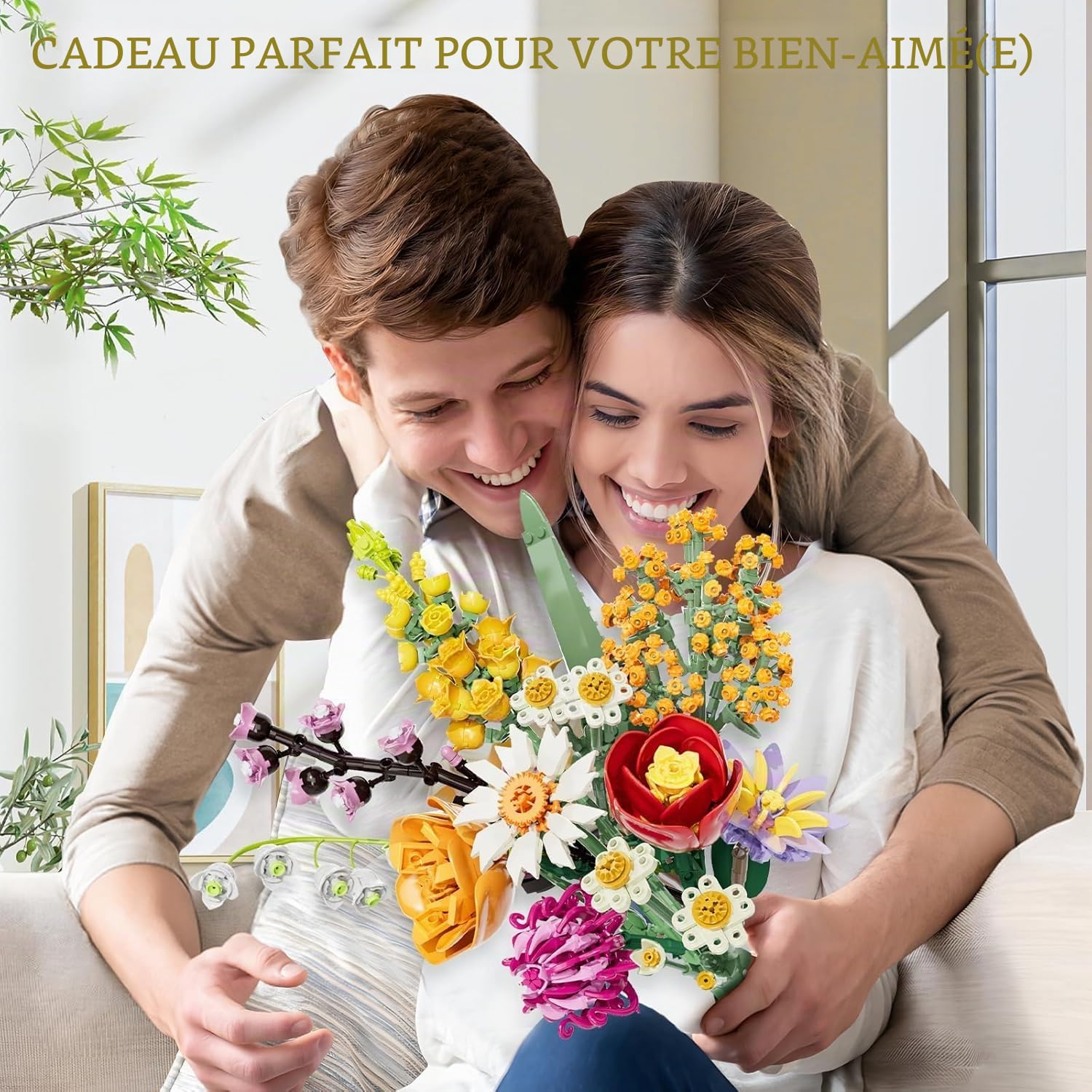 Blocs De Construction Bouquet De Roses Rouges, 12 Roses Artificielles