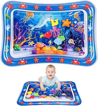 Inflatable Tummy Time Mat Premium Baby Water Play Mat for Infants and Toddlers Baby Toys for 3 to 24 Months Portable Strengthens Neck Girls Boys -B