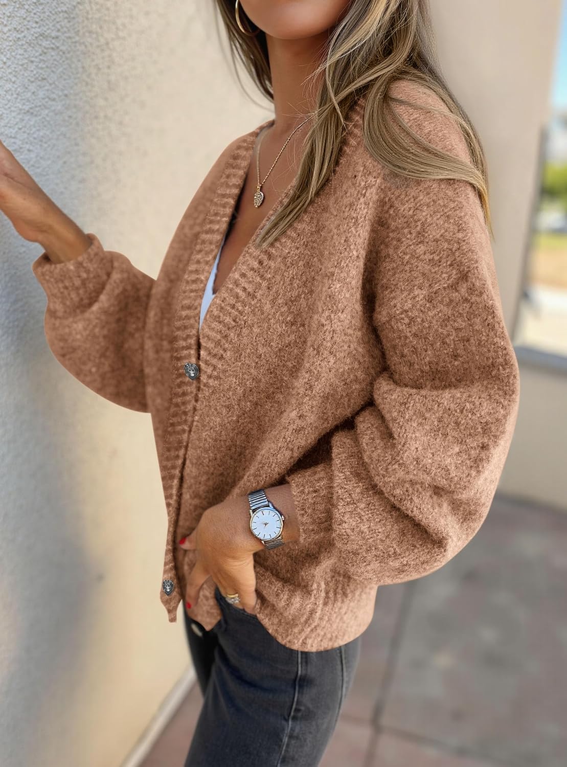 PRETTYGARDEN Cardigan Sweaters for Women Trendy Fall 2026 Long Sleeve Button Down Oversized Chunky Knit Sweater Outerwear - Image 7