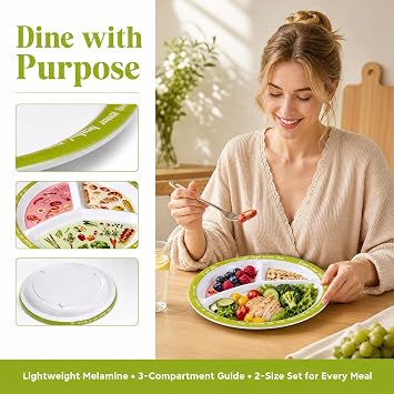 2 Pcs Portion Control Plates for Weight Loss