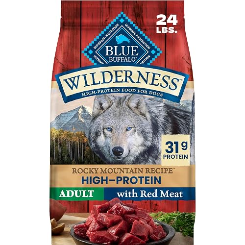 Blue Buffalo Wilderness Rocky Mountain Recipe Adult Dry Dog Food, 24 lb | 31g Protein, Real Beef #1 Ingredient, High Protein Red Meat with Wholesome Grains, Antioxidant-Rich Fruits & Veggies
