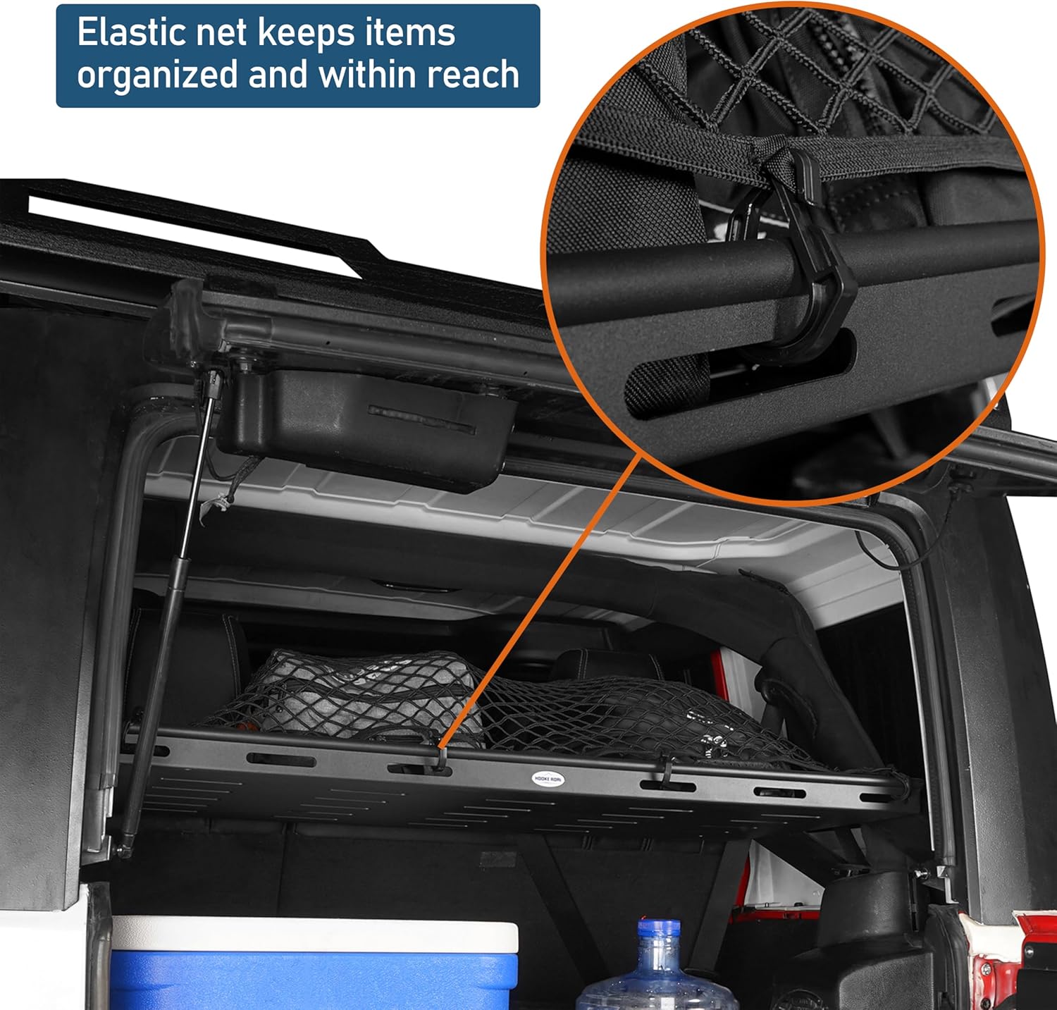 Hooke Road Rear Trunk Cargo Rack Tray Basket Shelf for 2007-2026 Jeep Wrangler JK/JL Unlimited 4-Door Hardtop, Steel Tailgate Storage Luggage Carrier for Overlanding Camping & Daily Use