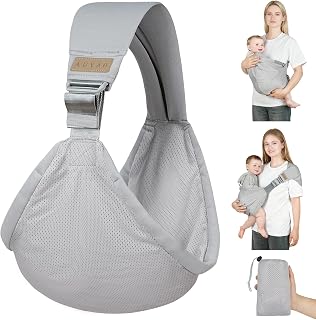 AUYAO Baby Carrier Portable Breathable Toddler Carrier Baby Sling Carrier with Adjustable Shoulder Straps Baby Crossbody Bag Baby Wrap Baby Carrier for Newborns up to 0-36 Months, grigio chiaro