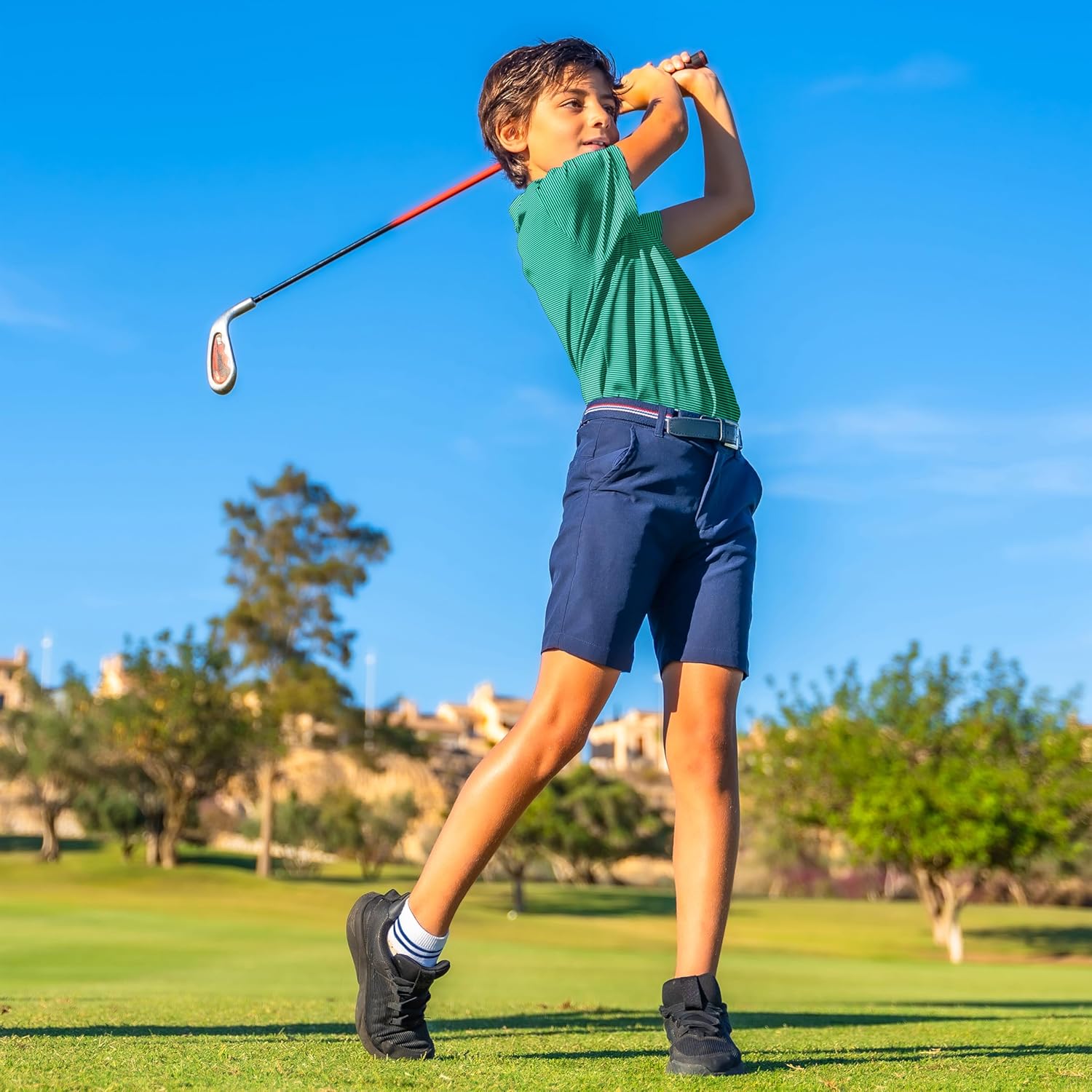 Boys Polo Shirts Short Sleeve Striped Performance Moisture Wicking Dry Fit Golf Shirts for Boys Youth Kids - Image 3