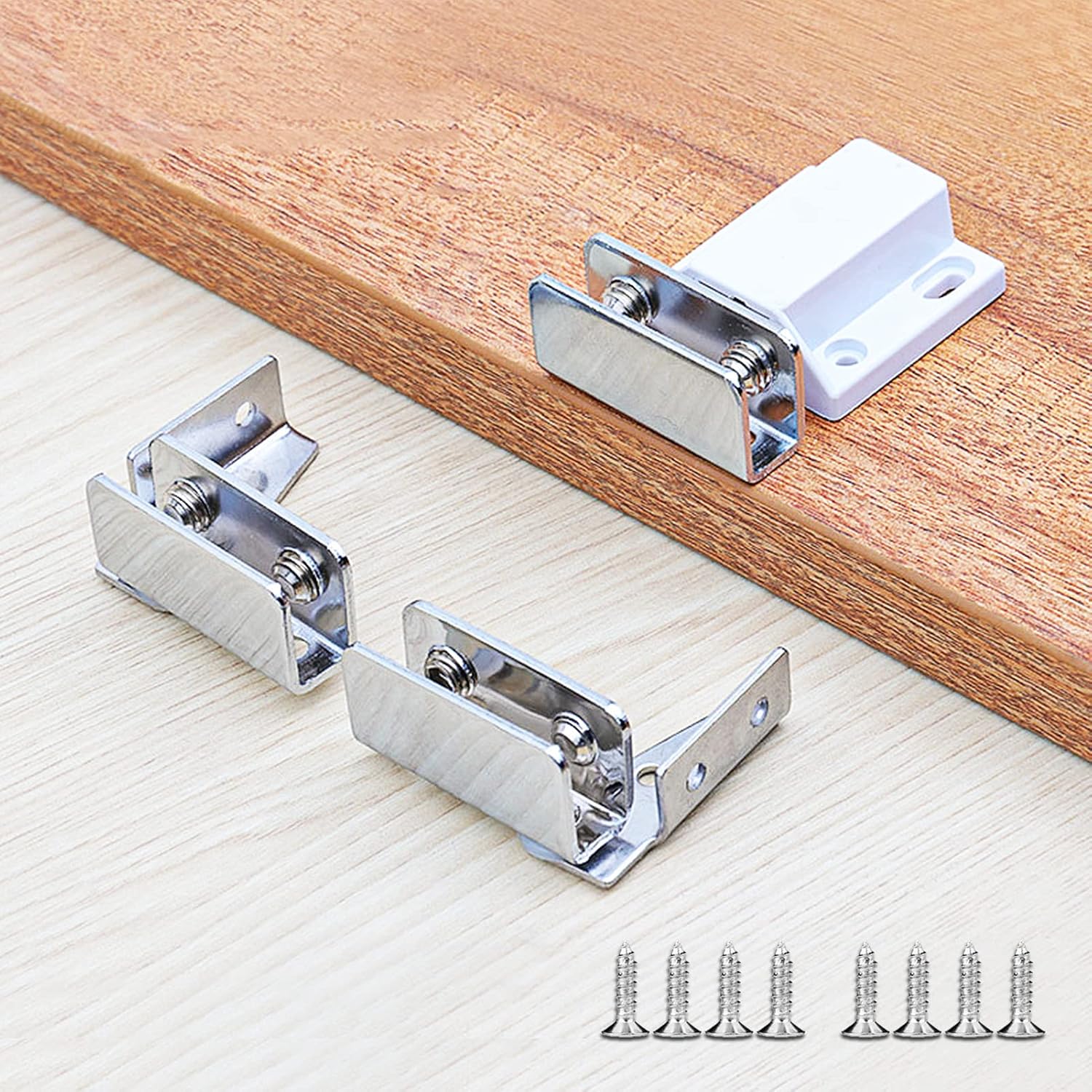 No Punching Glass Pivot Hinge, Cabinet Showcase Double Magnetic Lock Glass Clip - Free Swing, 0.2-0.32" (Black, 1 Door/Set) image 5