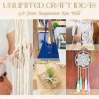 Vista 6 de JeogYong Cordón de macramé de un solo hilo 1mm x 426 yardas (1279 pies) Cuerda de algodón suave Hilo de macramé de 1 mm, suministros de macramé