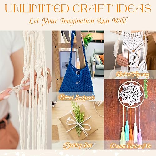 Miniatura 6 de Cuerda de macramé de una sola hebra de 0.079 in x 164 yardas (492 pies), cuerda de algodón suave para macramé, cuerda de macramé de 0.079 in,