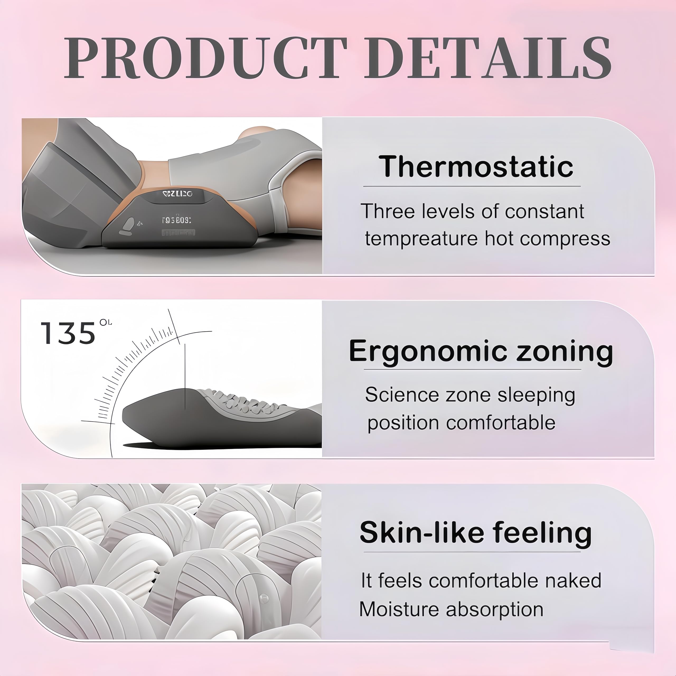 Cuscino massaggiante 3 in 1 con calore, vibrazione e stretching, in memory foam, ergonomico, per sciatica e dolori lombari, grigio