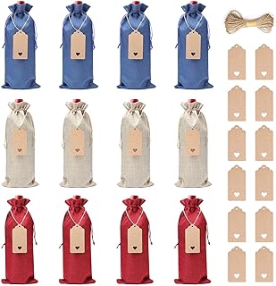 XiYee Sacchetti di Vino con Coulisse, 12 Pezzi Sacchetti di Iuta Vino per Bottiglia di Vino, 35 x 15 cm Sacchetti di Vino Regalo per Festa di Degustazione di Vini Nozze Compleanno