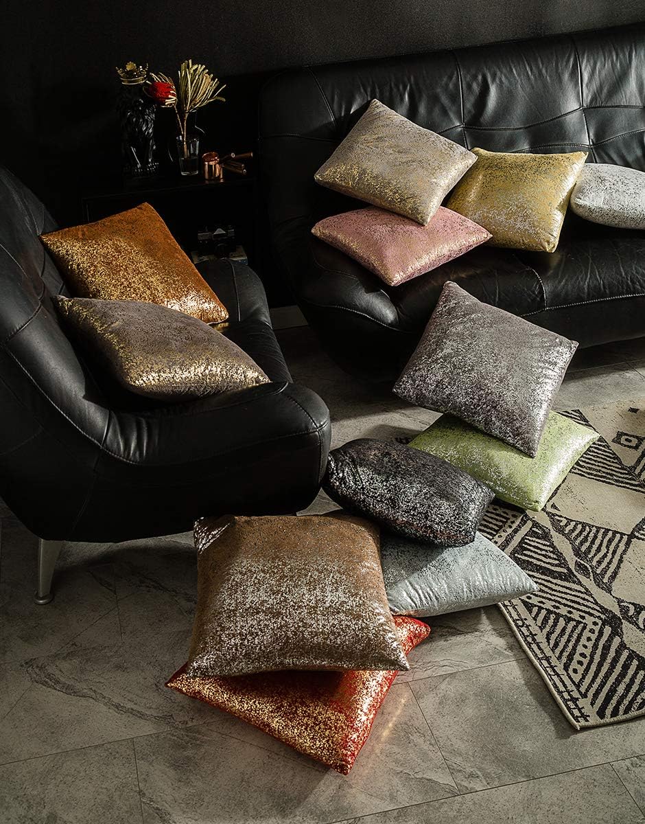 Xinrjojo Set of 2, Throw Pillow Covers, Cushion Cases, Decorative Square, Slipover Pillowslip for Home Sofa Couch Chair Back Seat Bedroom Car, Invisible Zipper, 18 x18In (Bronzing-Lavender Purple) - Image 5