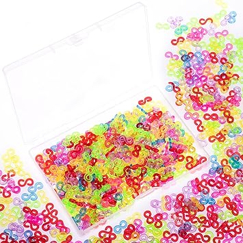 Rolybag 400Pieces Colorful S Clips Rubber Band Loom Band S Clips Plastic Connectors Supplement kit for Loom Bracelets and DIY Bracelet Making 400-Colorful